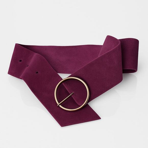 VINTAGE - Plush Suede Cranberry Wine - Wide Belt Circle Buckle - S/M - Picture 1 of 1